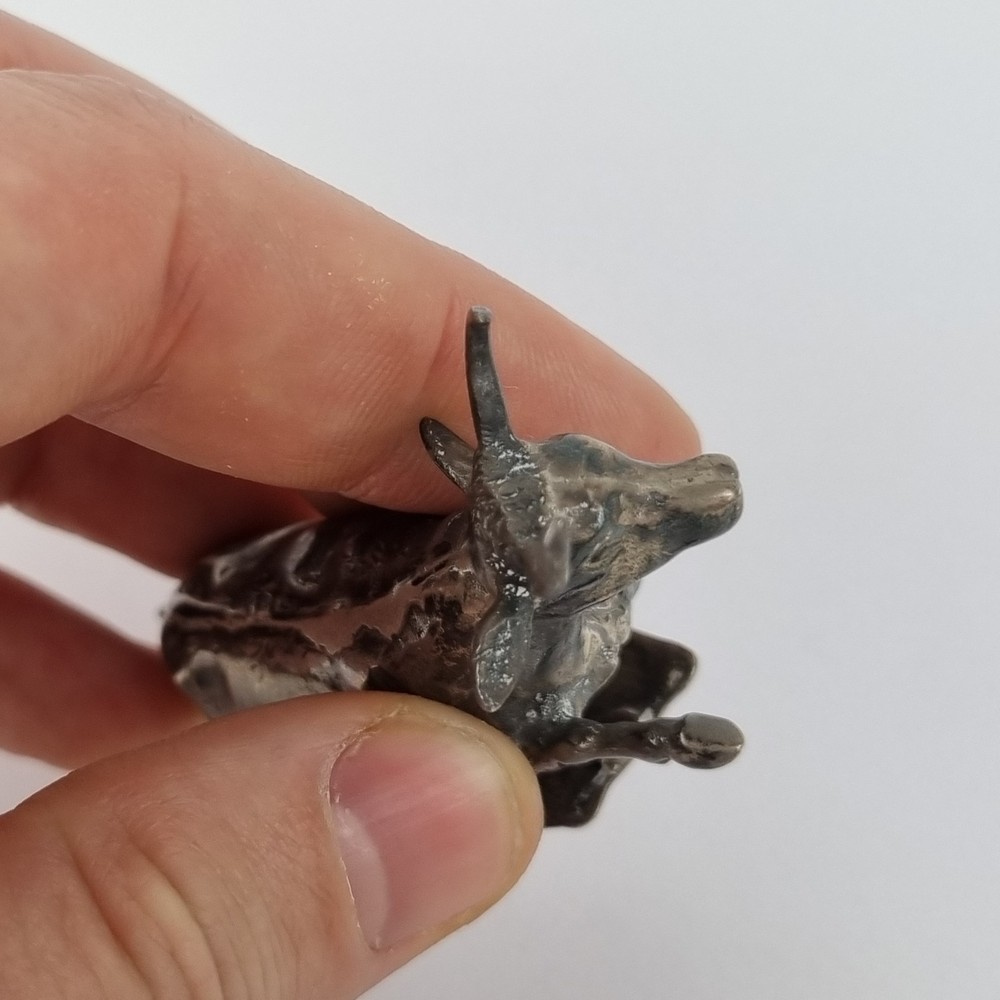 Antique Solid Silver Snuff Box? Shape Lying Cow Berthold Muller 1903 A/F