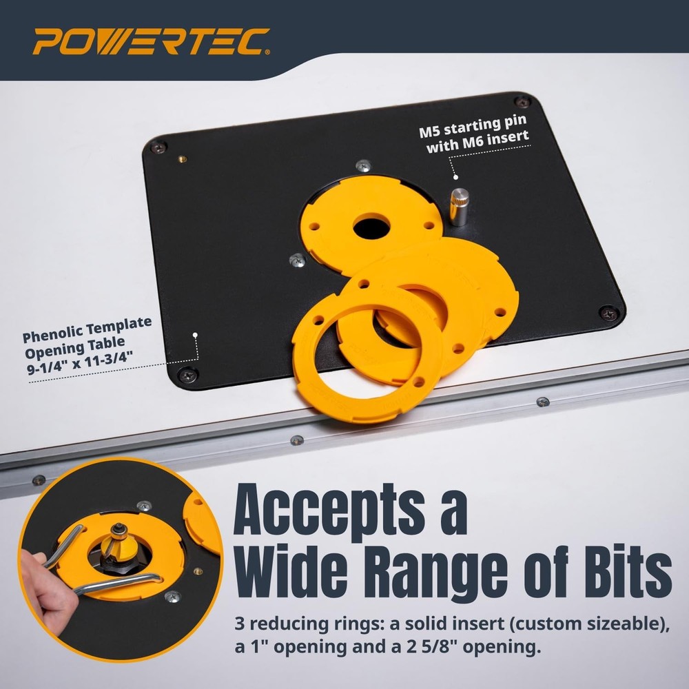 POWERTEC 24" x 32" Benchtop Router Table with Insert Plate – Router Table Top