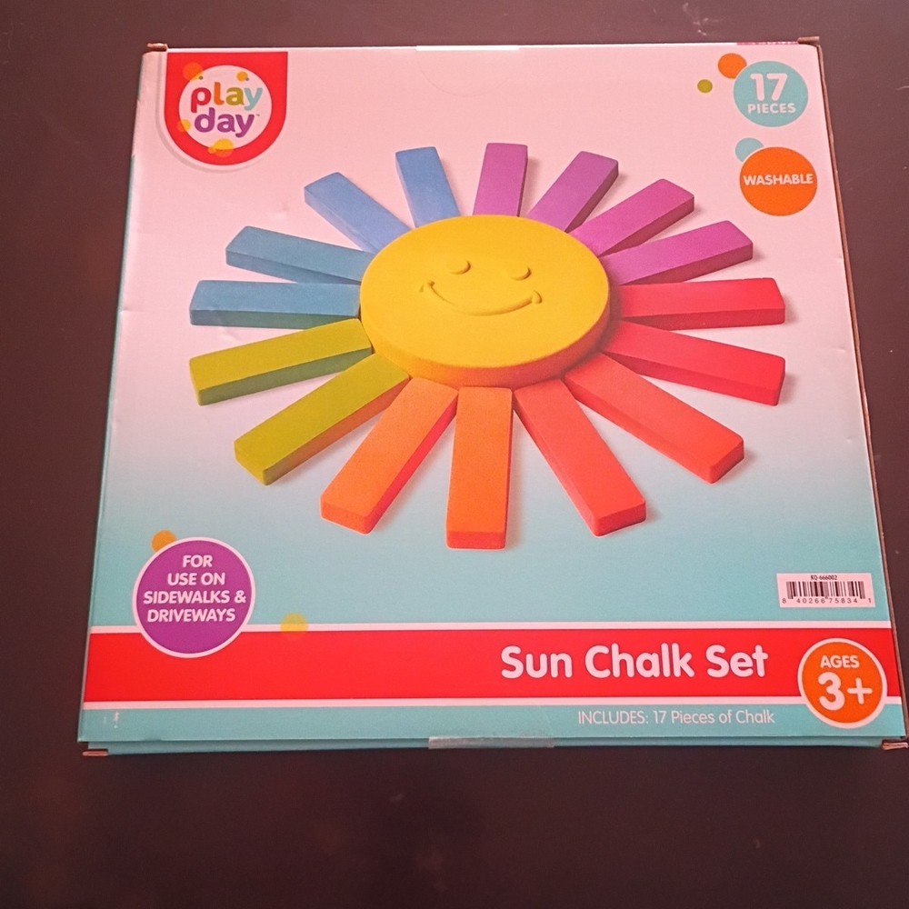 Sun Chalk Set, Multi-Color, Washable, Ages 3+.