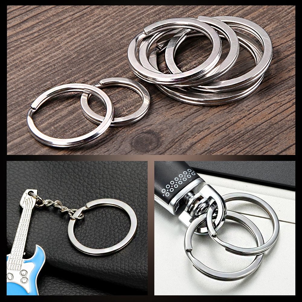 Swpeet 60 Pcs Assorted Multi-Purpose Metal Keychain Rings Split 25, Silver