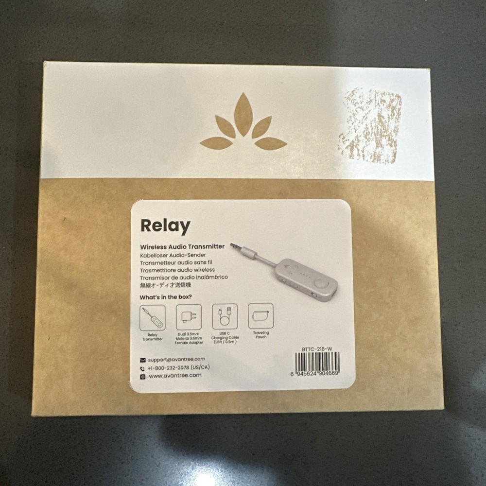 Avantree Relay Airplane Bluetooth with Qualcomm aptX Adaptive White  NEW SEALED