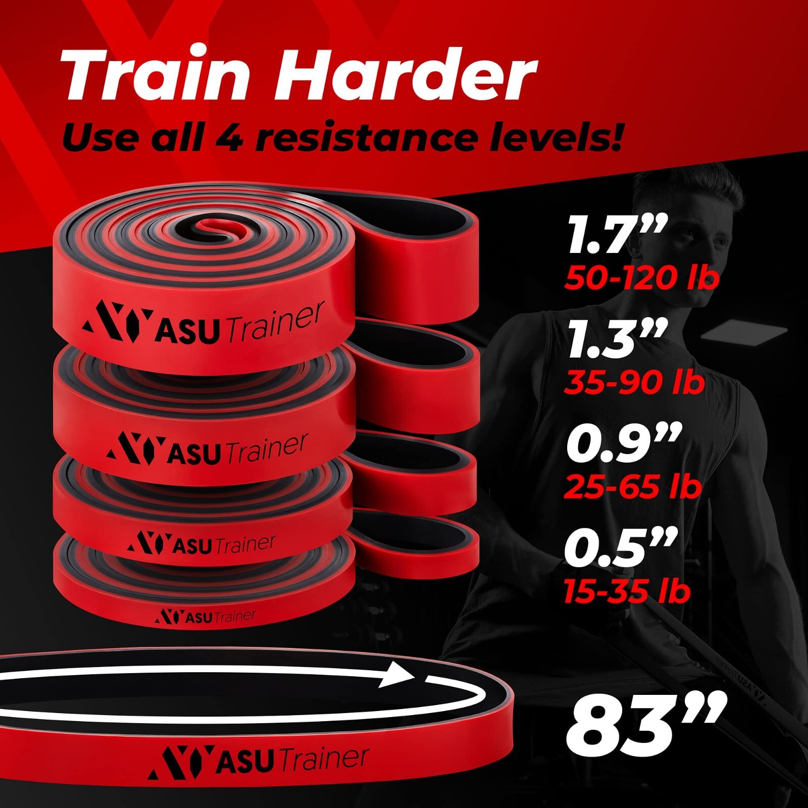 Set of 4 Pull Up Assistance Bands, Resistance Bands for Working Out, Exercise