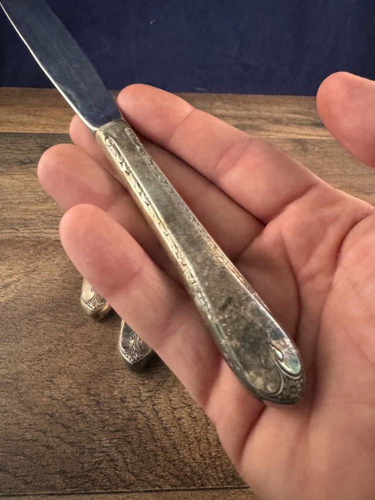 Lot of 4 Dinner Knife Knives Wm Rogers & Son Exquisite Pattern Silverplated