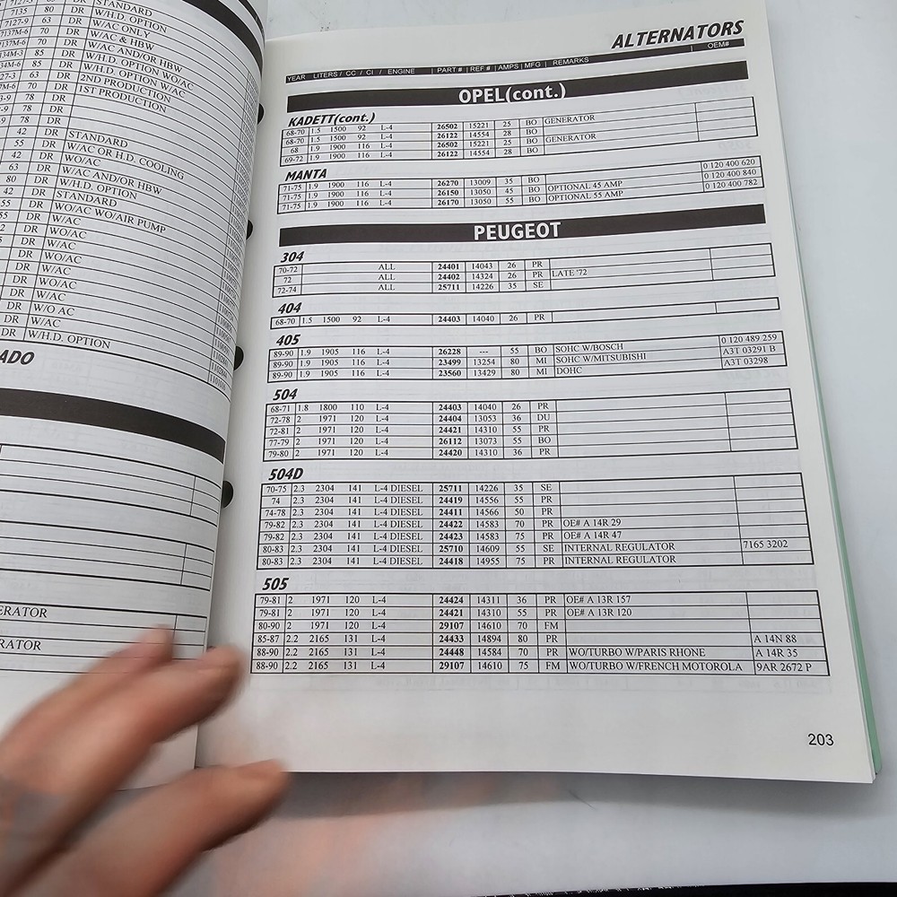 1997 Apptrak OEM Application Identification Aternatator Starter Parts Catalog