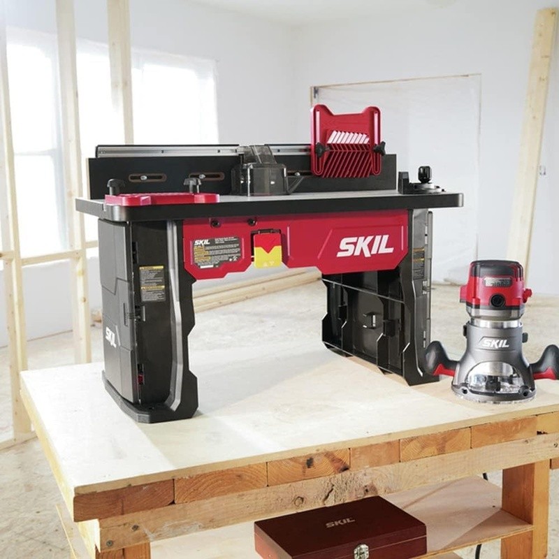 Router Table Combo W/ Fixed Base Router Above Table Adjustment Bit Storage
