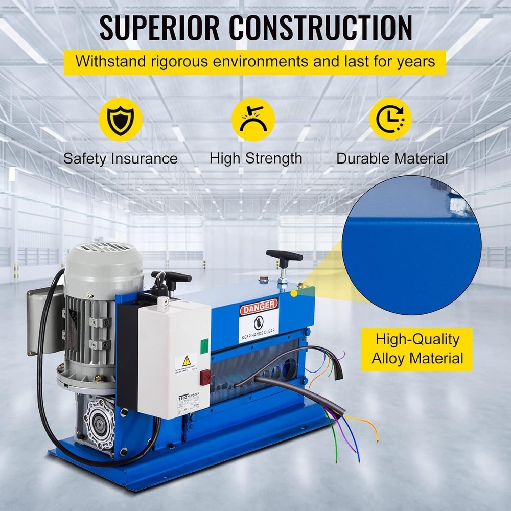 Cable Wire Stripping Machine 18 AWG - 1" OD Wire Range, Portable Powered Wire...