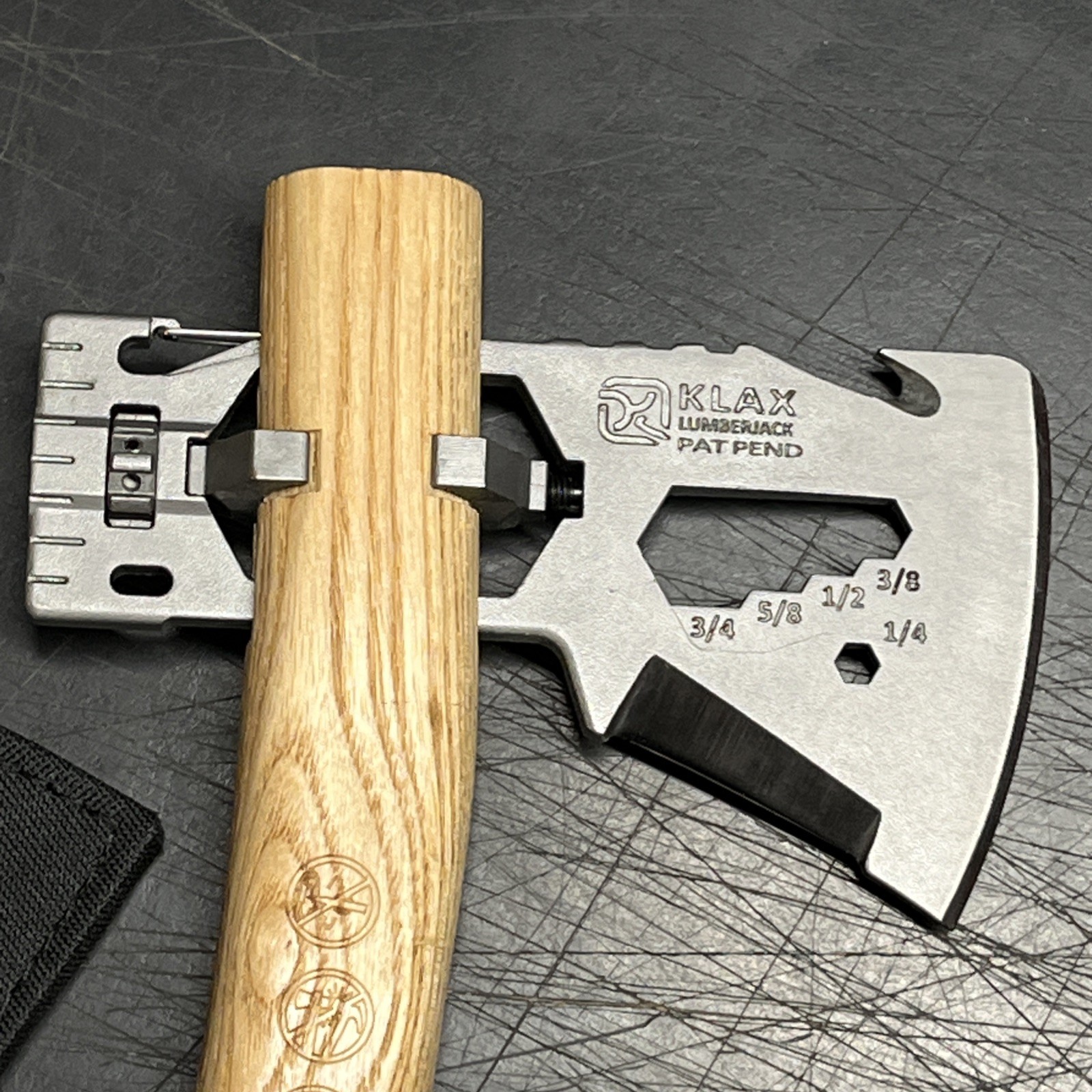 Klecker KLAX Lumberjack 3.75" Stainless Steel Axe Head Multi-Tool -Wooden Handle