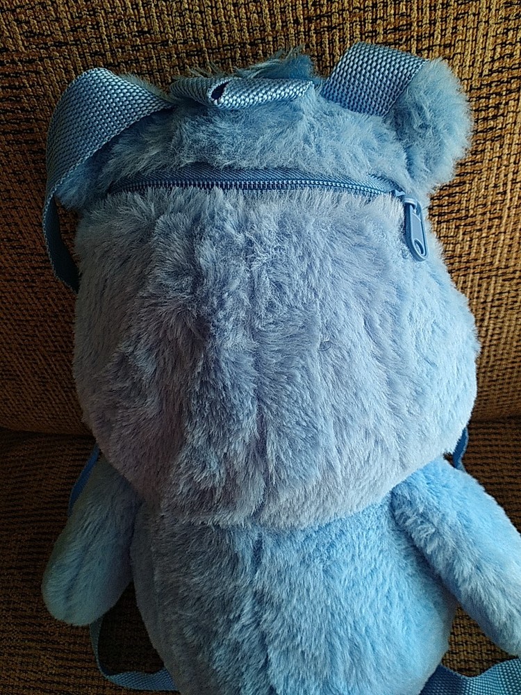 Care Bears Grumpy Blue Plush Backpack 17” With Zipper Pouch