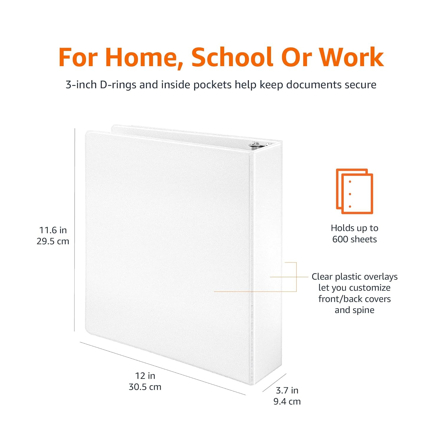 3 Ring Binders, 3 Inch, 2 Pack, D-Ring Organizer for School, Home