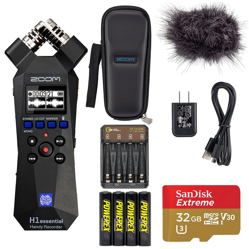 Zoom H1essential 2-Track 32-Bit Float Handy Recorder, Bundle with APH-1E Accesso