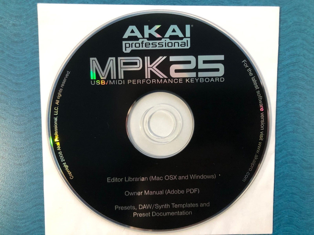 AKAI PROFESSIONAL MPK25 EDITOR LIBRARIAN CD (2008)