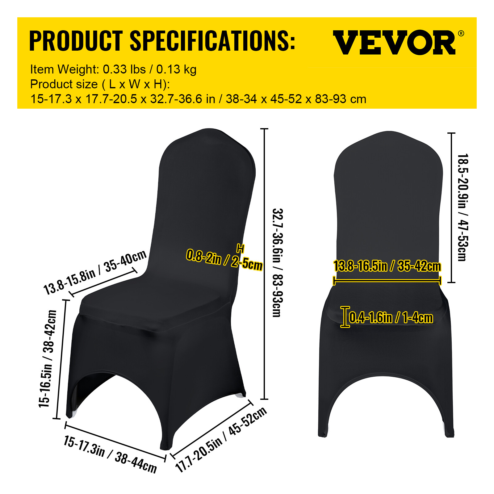 50PCS Stretch Spandex Folding Chair Covers Black Durable Decoration Formal