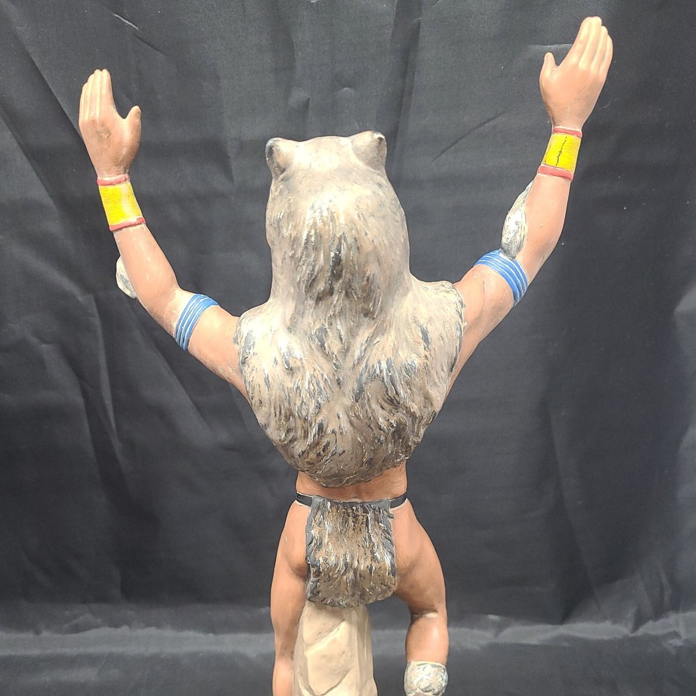 Ceramic 14" Native American Indian Shaman Warrior Statue, Painted