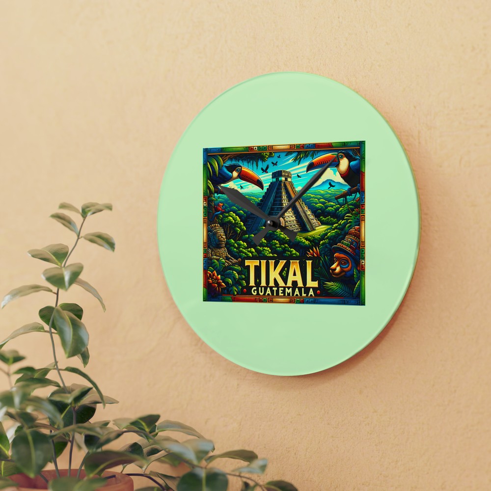 Tikal Guatemala Wall Clock (Acrylic)