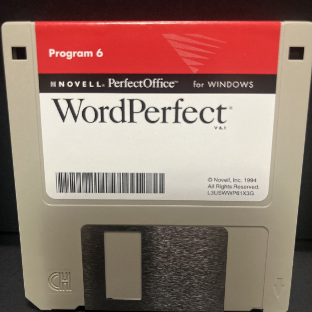 Vintage Novell WordPerfect for Windows Computer Program (10)3.5" Diskettes 1994