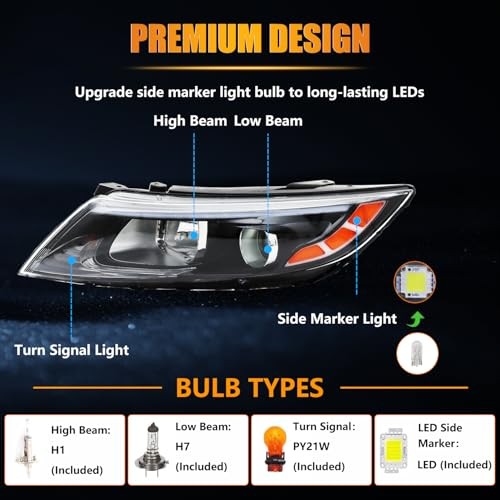 Left Headlight Assembly for 2014-2015 Ki-a Optima, [8-Pin & 10-Pin Driver Side