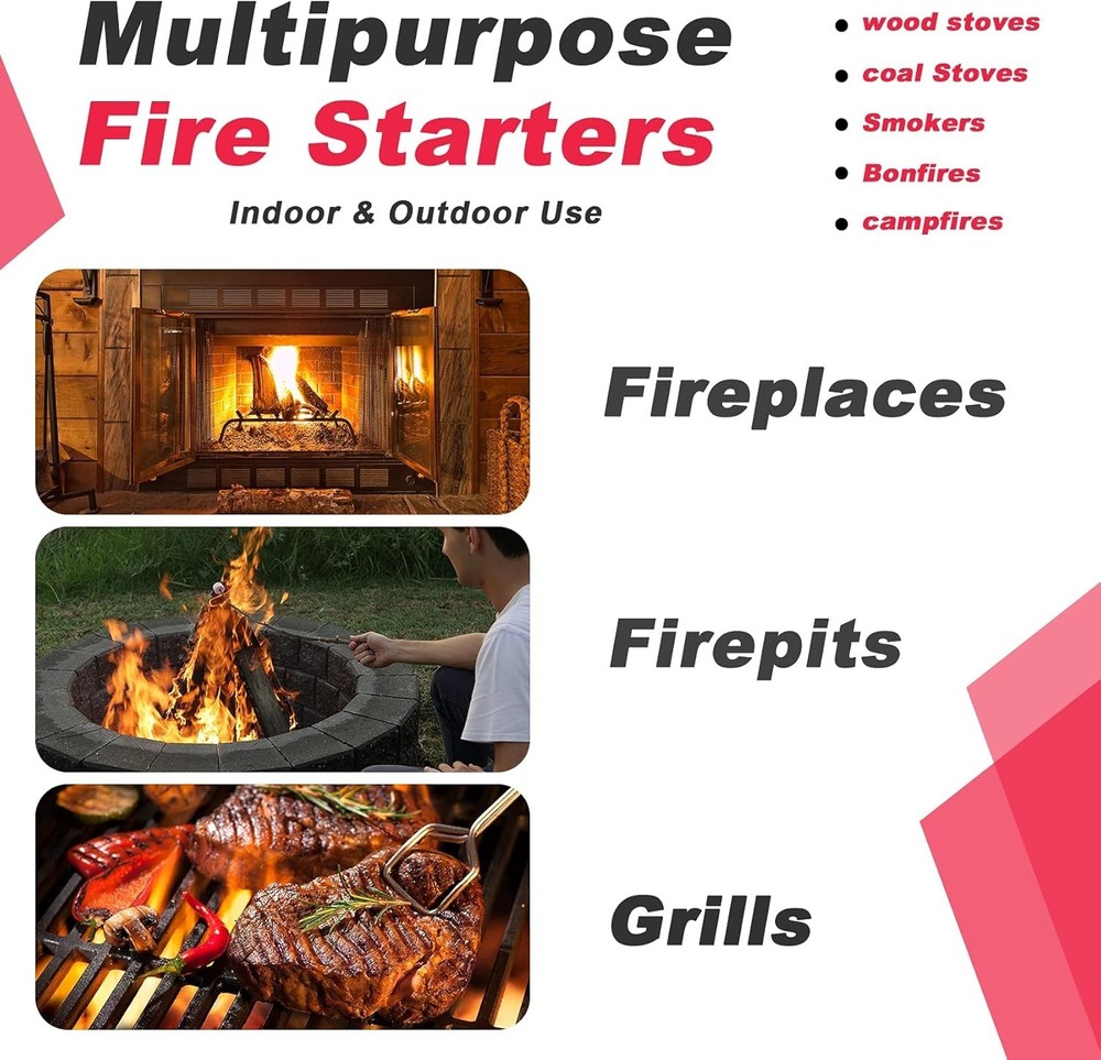 Compact 108 Pack Fire Starters - Ideal for Quick Fire Starting Anytime, Anywhere
