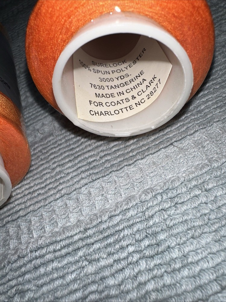 Coats Surelock 4 Spools 7630 Tangerine Orange Polyester Thread,3000 Yds