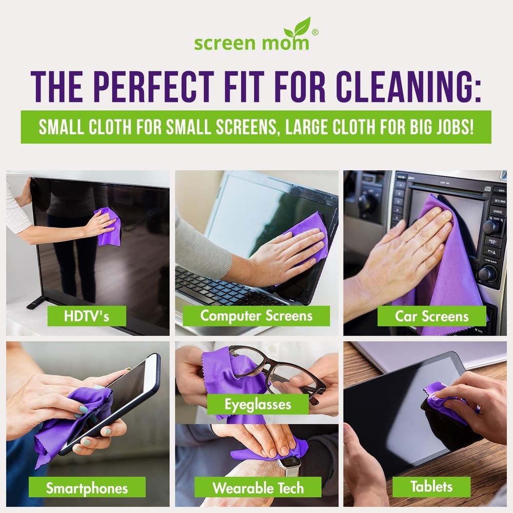 Screen Mom Screen Cleaner Purple Microfiber Cloths (6-Pack) - Microfiber Scre...