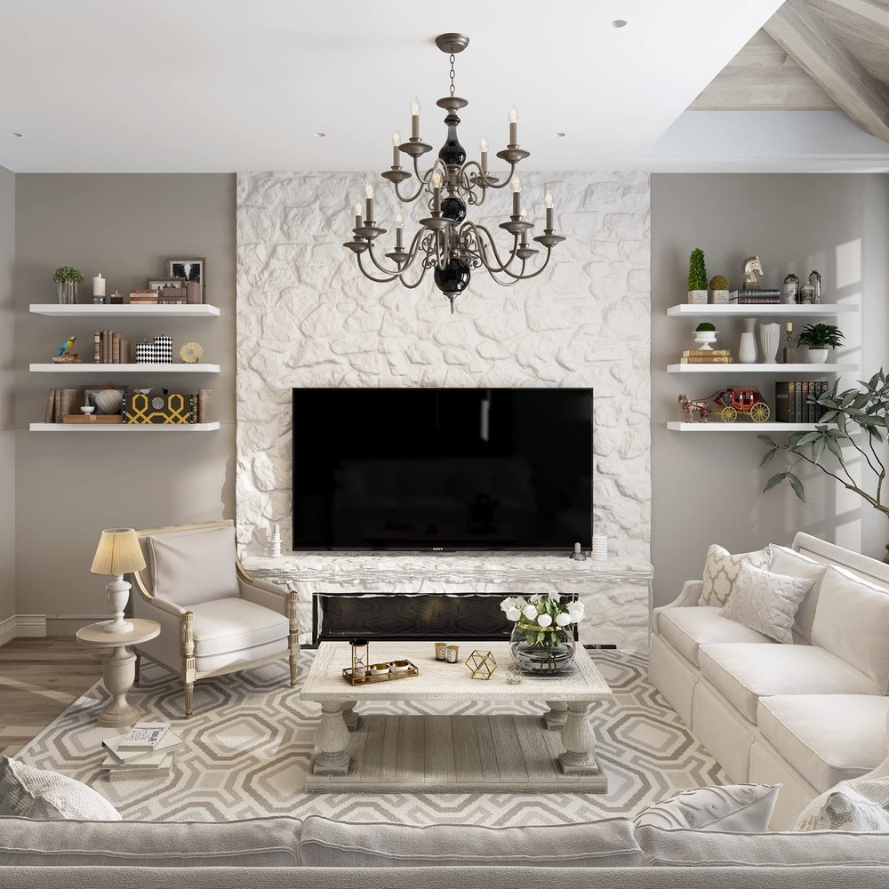 12" Deep White Floating Shelves, Floating Shelf Wall Shelf Display Floating S...