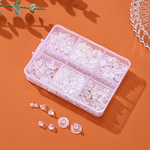 6 Styles Silicone Earring Backs for Studs, 600 Pcs Clear Soft 6 styles-A