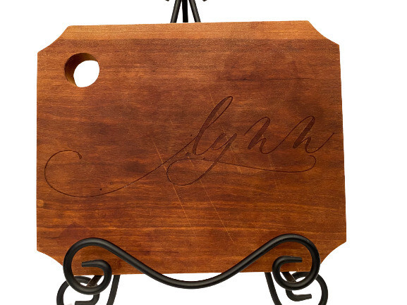 Beth C. McLaughlin Hand Crafted Lynn Engraved Monogram 10" x 8" Cutting Board