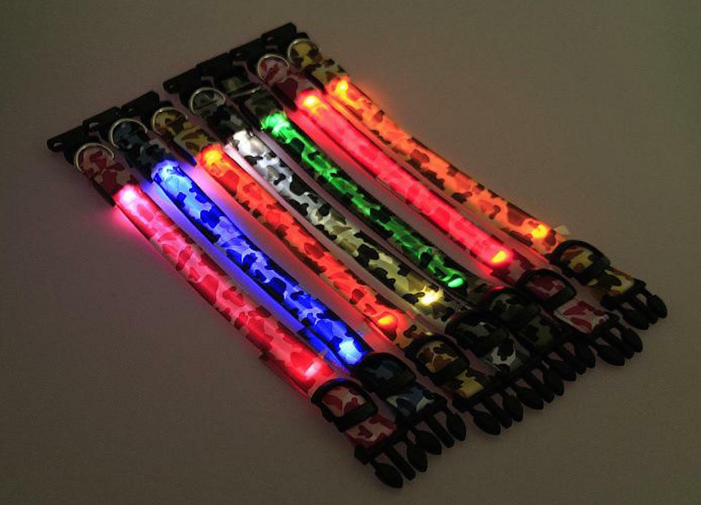 CAMOUFLAGE LED RECHARGEABLE COLLAR CAMO light-up Dog Pet Safety USB flash glow