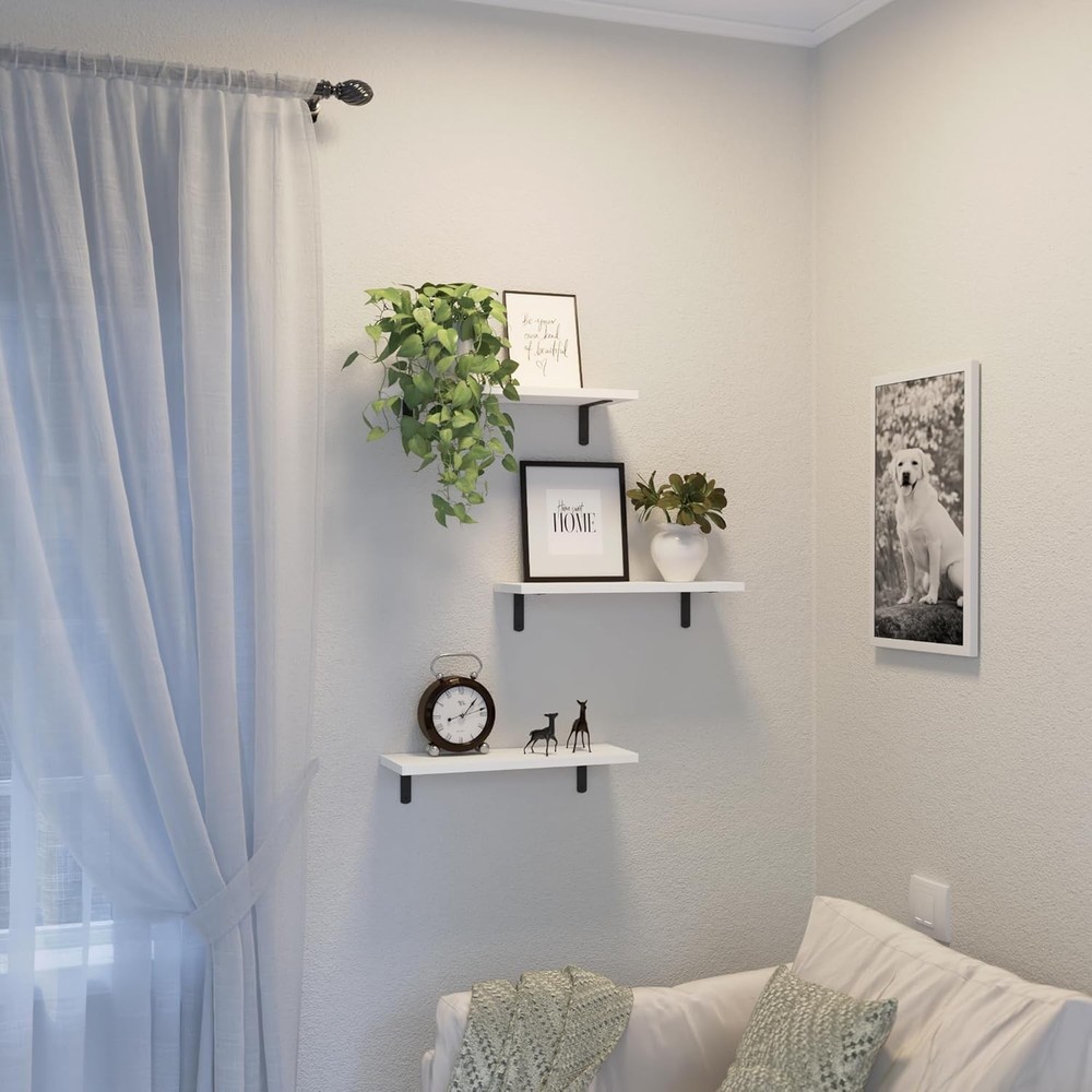 Floating Shelves, 3 Sets Wall Wooden Shelves Basic, White