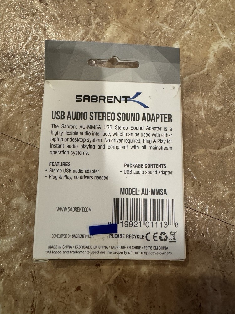Sabrent USB Audio Stereo Sound Adapter