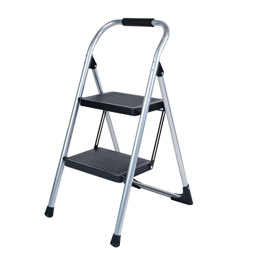 2 Step Ladder for Kitchen Step Stool, Lightweight Folding Step Stool with Cur...