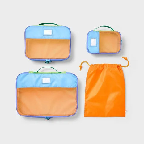 CAT & JACK KIDS' 4PC PACKING CUBE SET - RAINBOW - Scratch & Dent