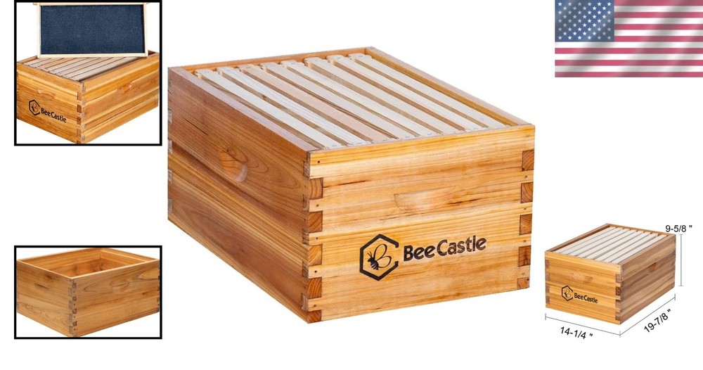 Heavy Wax Coated 8 Frame Langstroth Beehive Setup with Easy Assembly