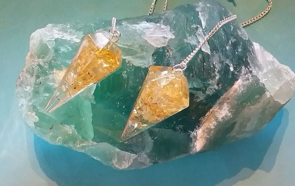 ORGONE CITRINE DOWSING PENDULUM, Yellow CITRINE PENDULUM, Orgone Pendulum