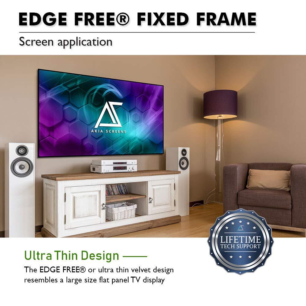 Akia Screens 100 inch Edge Free Fixed Frame Projector Screen 100 Diagonal 16:9 8