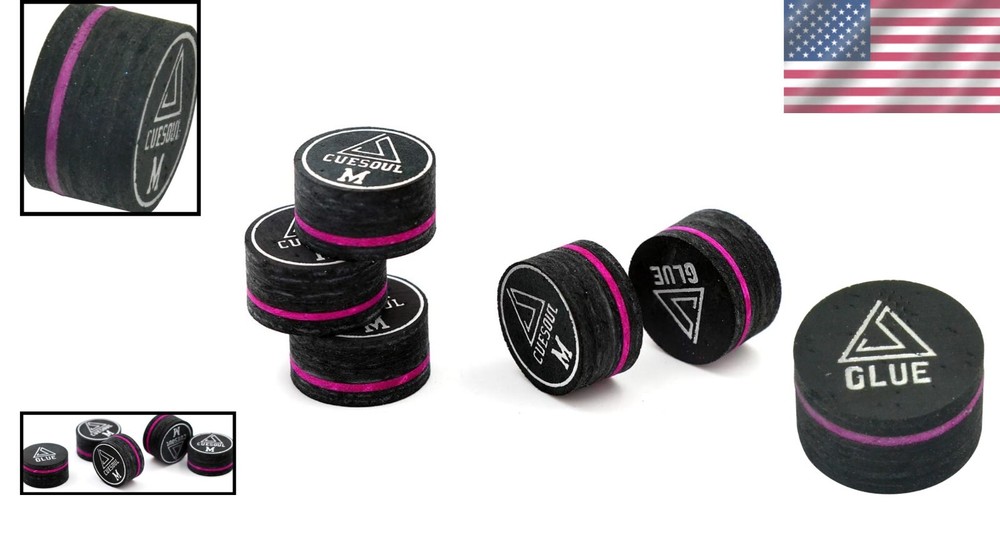 Versatile Medium Hardness Glue-On Cue Tips for Enhanced Billiard Performance