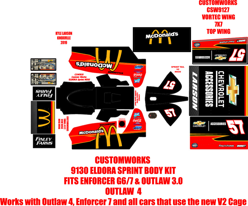 CUSTOMWORKS ELDORA   SPRINT CAR 9130 KYLE LARSON 2019 THEME WRAP KIT