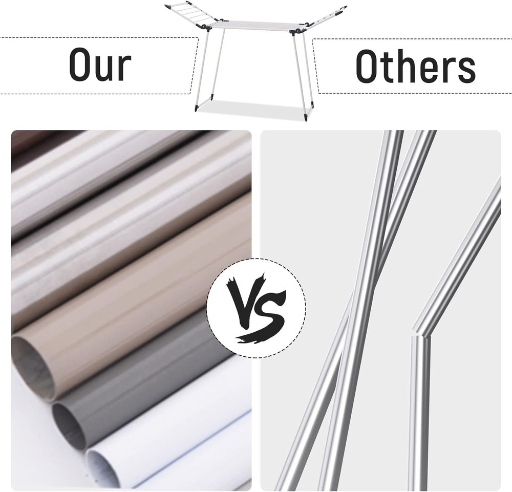 Clothes Drying Rack, Gullwing Laundry Rack, Collapsible, Space-Saving Laundry Ra