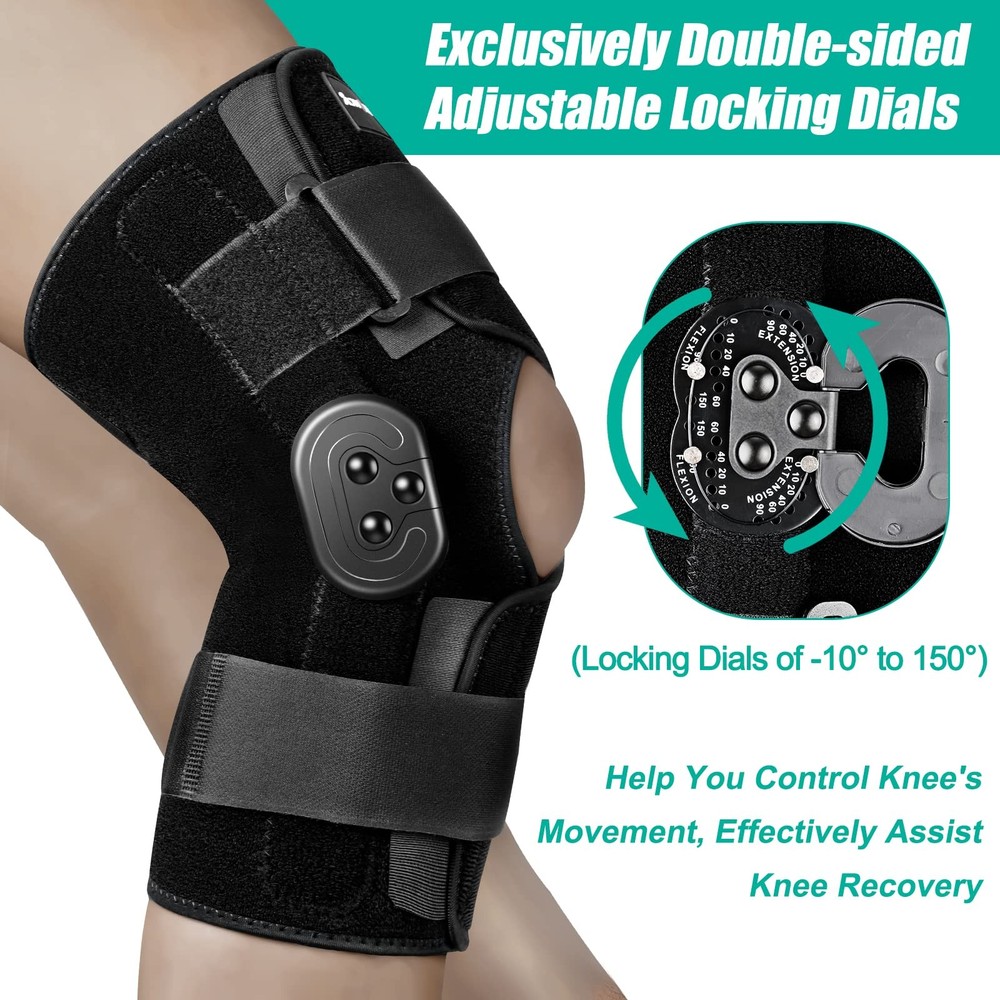 NEENCA Hinged Knee Brace Knee Immobilizer with Locking Dials & Side Stabilize...