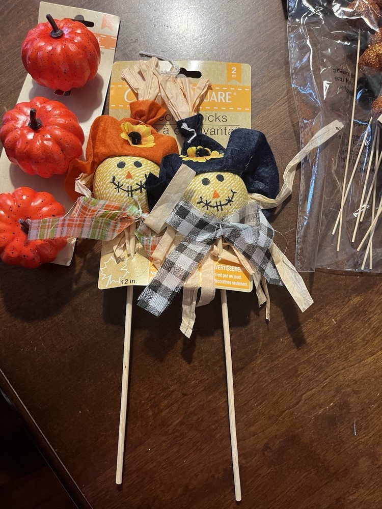 Fall & Halloween Decor Or Crafts ~ Mixed Lot Witch Pumpkins Scarecrows Picks