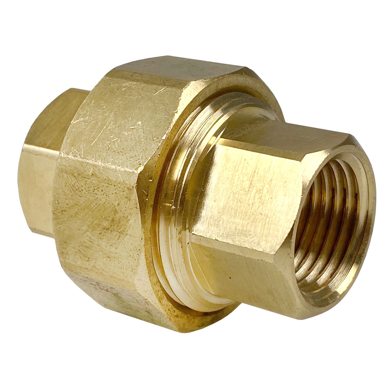 1/2" NPT Female Solid Brass Three Piece Pipe Union Fitting Adapter