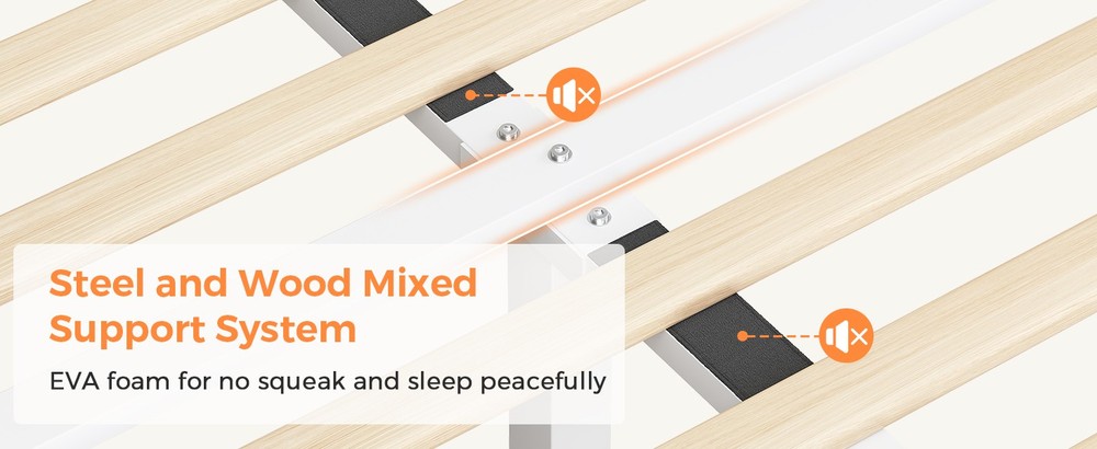 Easy Assembly Upholstered Beige Bed Adjustable Headboad With LED Light