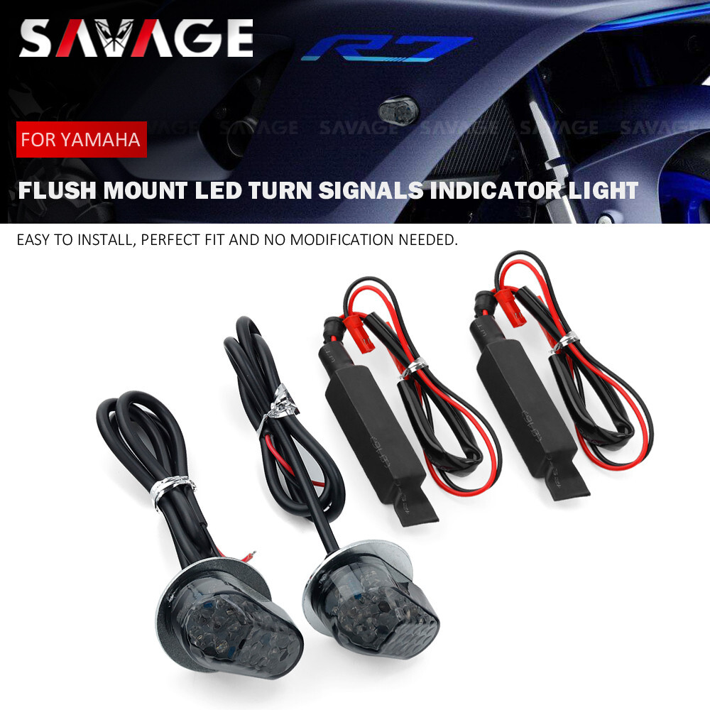 Smoke LED Flush Mount Turn Signals Lights for YAMAHA YZF R7 2021-2024 YZFR7