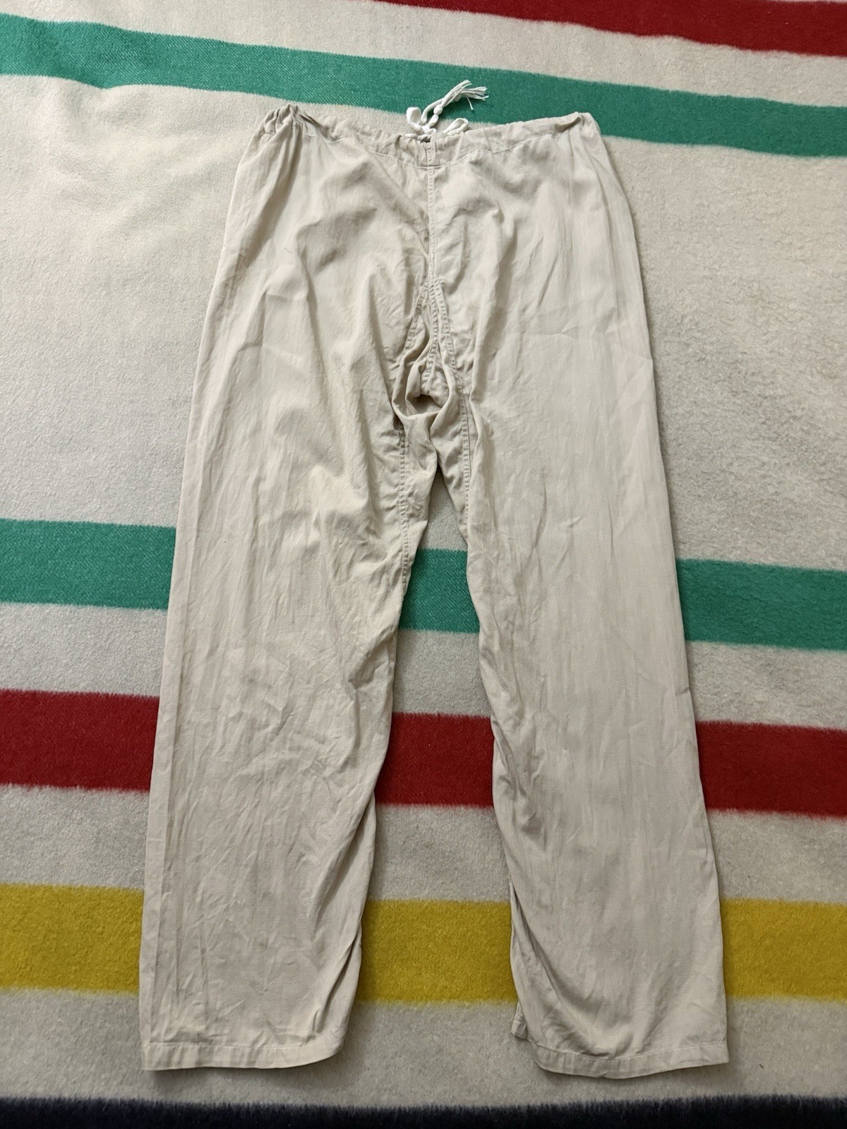 True Vintage 30s 40s WW2 HBT Herringbone Twill Lounge Pants 34 Waist Adjustable