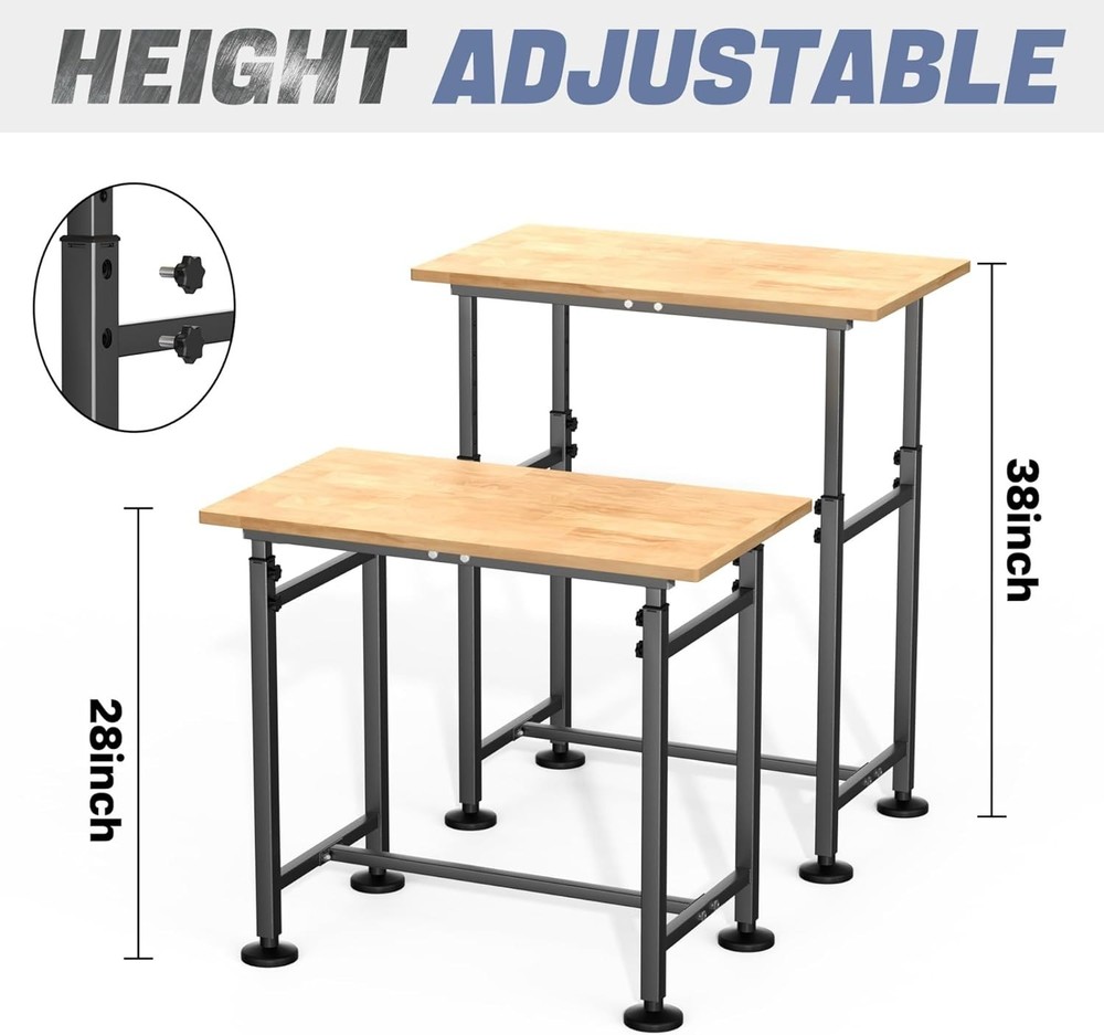 Adjustable Height Work Table 32" x 18" with 1500 lbs Capacity for Flexibility