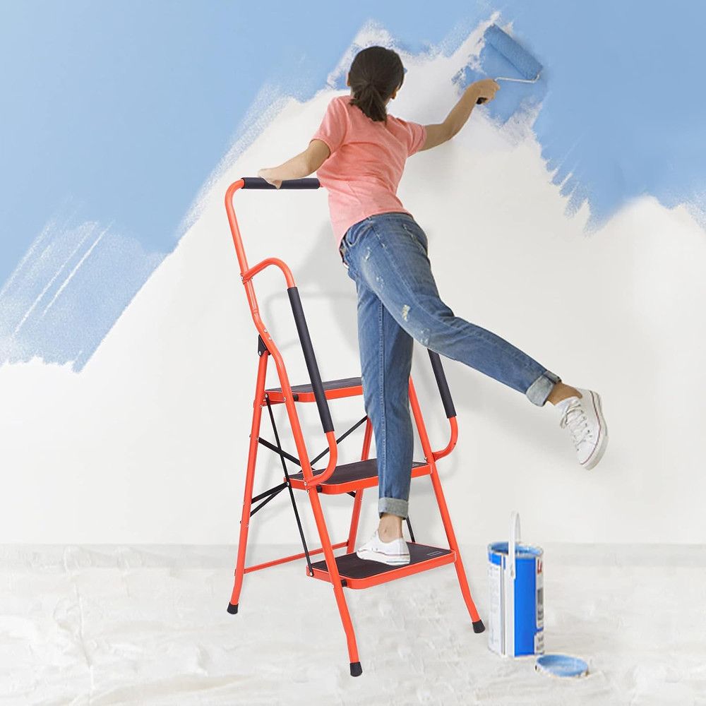 LUISLADDERS 2 Step Ladder, Folding Step Stool with Handrails, Step Ladder 2 Step