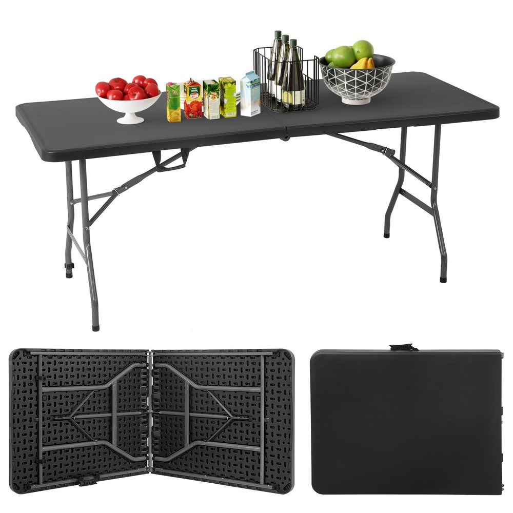 PayLessHere | 6FT Folding Table | Black | Portable Plastic 6 FT,