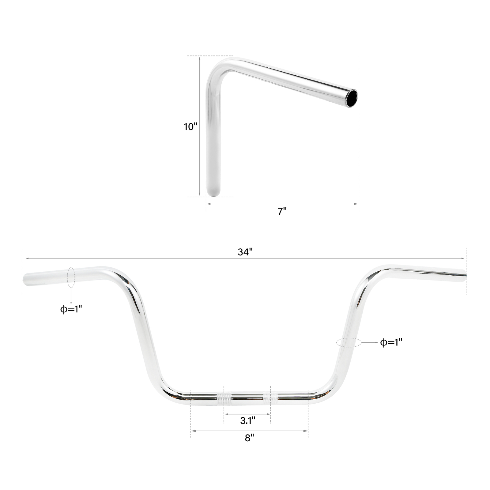 10" inch Mini Ape Hanger Handlebar Fit For Harley Davidson Softail Sportster XL