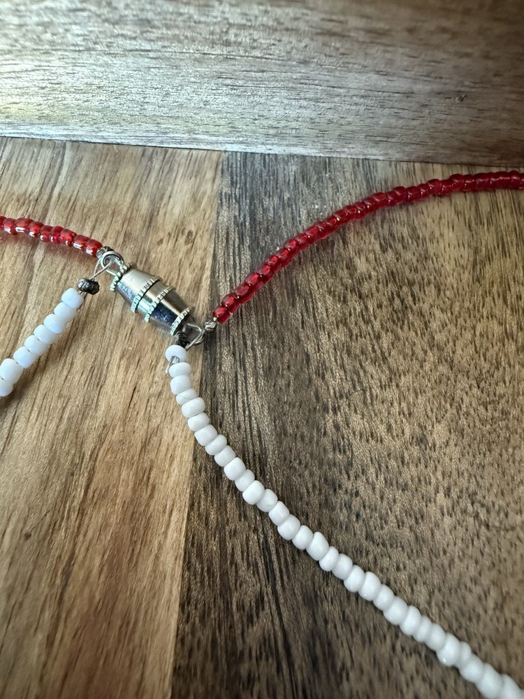 Artisan Red And White Beaded Double Necklace