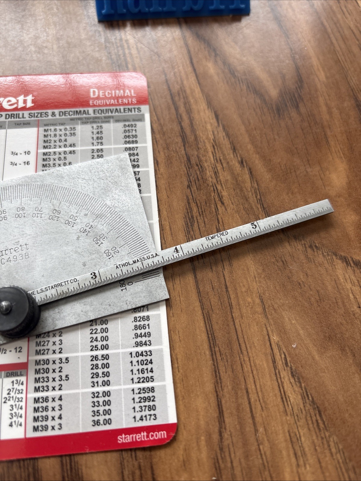 Starrett C493B Protractor w/ 6” No. 610N Rule Chrome