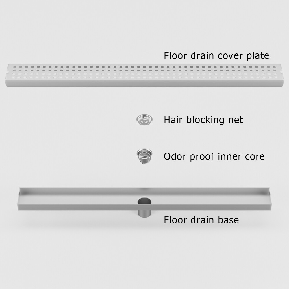 Invisible Linear Shower Floor Drain Square Rectangular Bathroom Stainless Steel